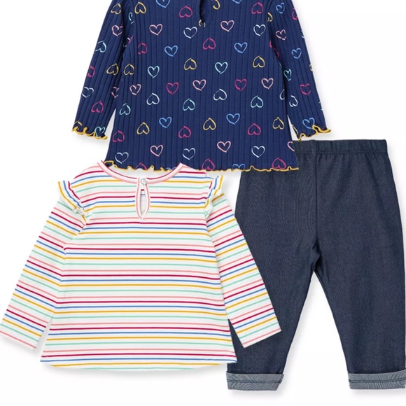 LITTLE ME Baby Girls Heart Play Tops and Pant, 3 Piece Set - Picture 3 of 5